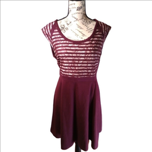 Apt 9 burgundy and cream lace top cap sleeve mini dress size 14